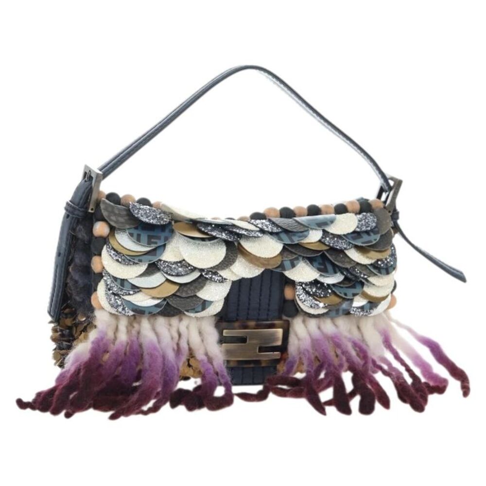 Fendi Mamma Baguette Zucca Jacquard Velvet Multicolour Wool Shoulder Bag Bag